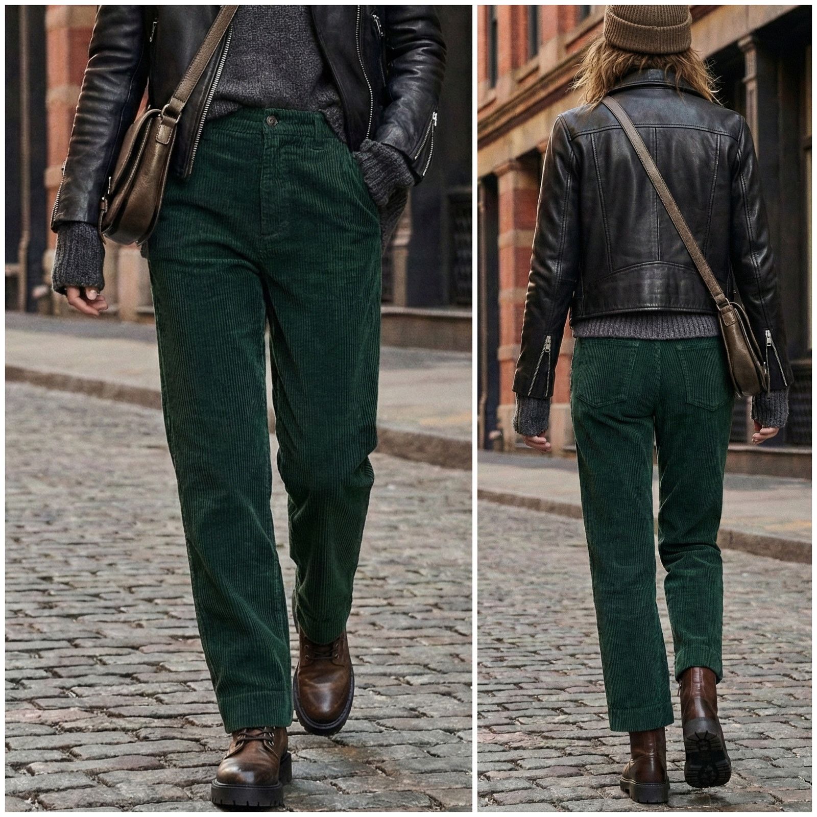 Rag & Bone Rag & Bone Green Corduroy Pants Straight Leg High-rise Size 24" / US 00 / IT 34 - 1 Thumbnail