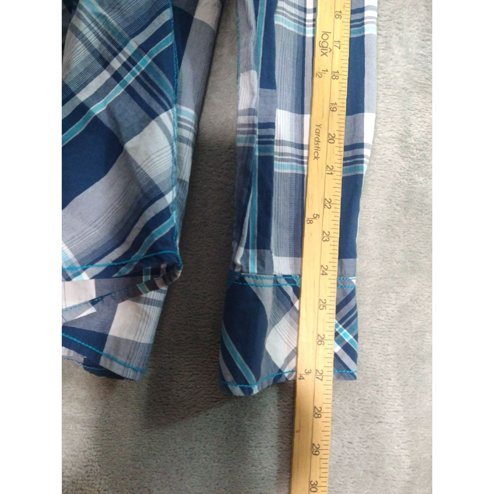 BKE BKE Buckle Shirt Mens XL Blue Plaid Athletic Fit Long Sleeve Pearl Snap Cotton Shirt Size US XL / EU 56 / 4 - 6 Thumbnail
