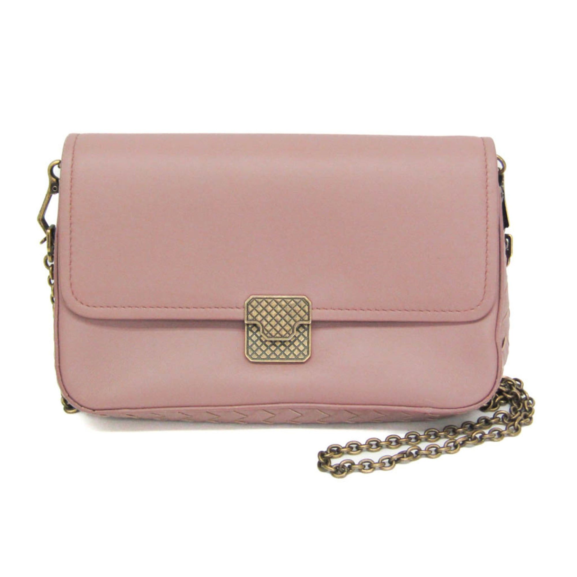 Bottega Veneta Bottega Veneta Intrecciato Chain Shoulder Mini Bag Women's Leather Clutch Bag,Shoulder Bag Smoke Pink Size ONE SIZE - 1 Thumbnail