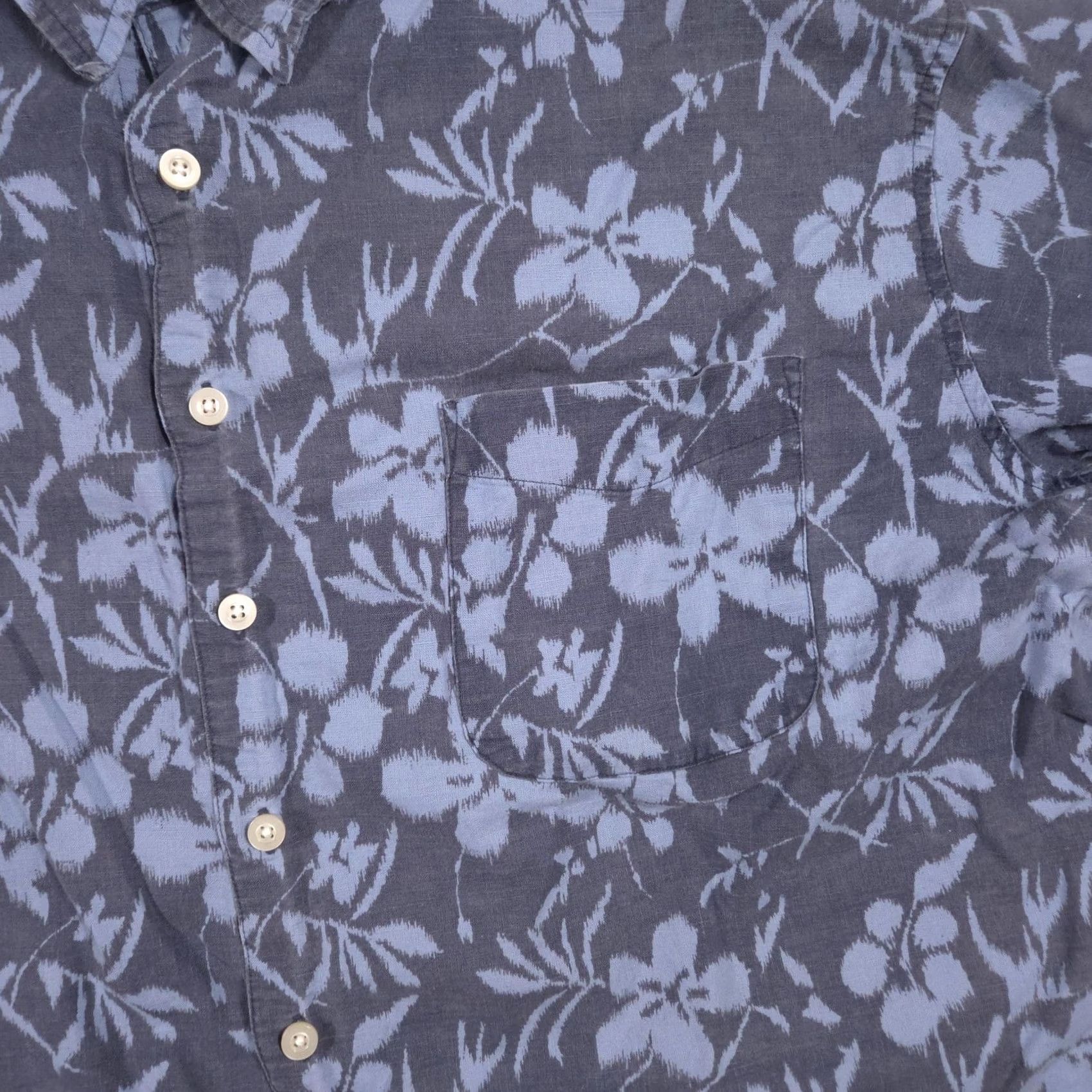 Old Navy Old Navy Shirt Mens 2XL Blue Floral Linen Button Front Short Sleeve Casual Size US XXL / EU 58 / 5 - 3 Thumbnail