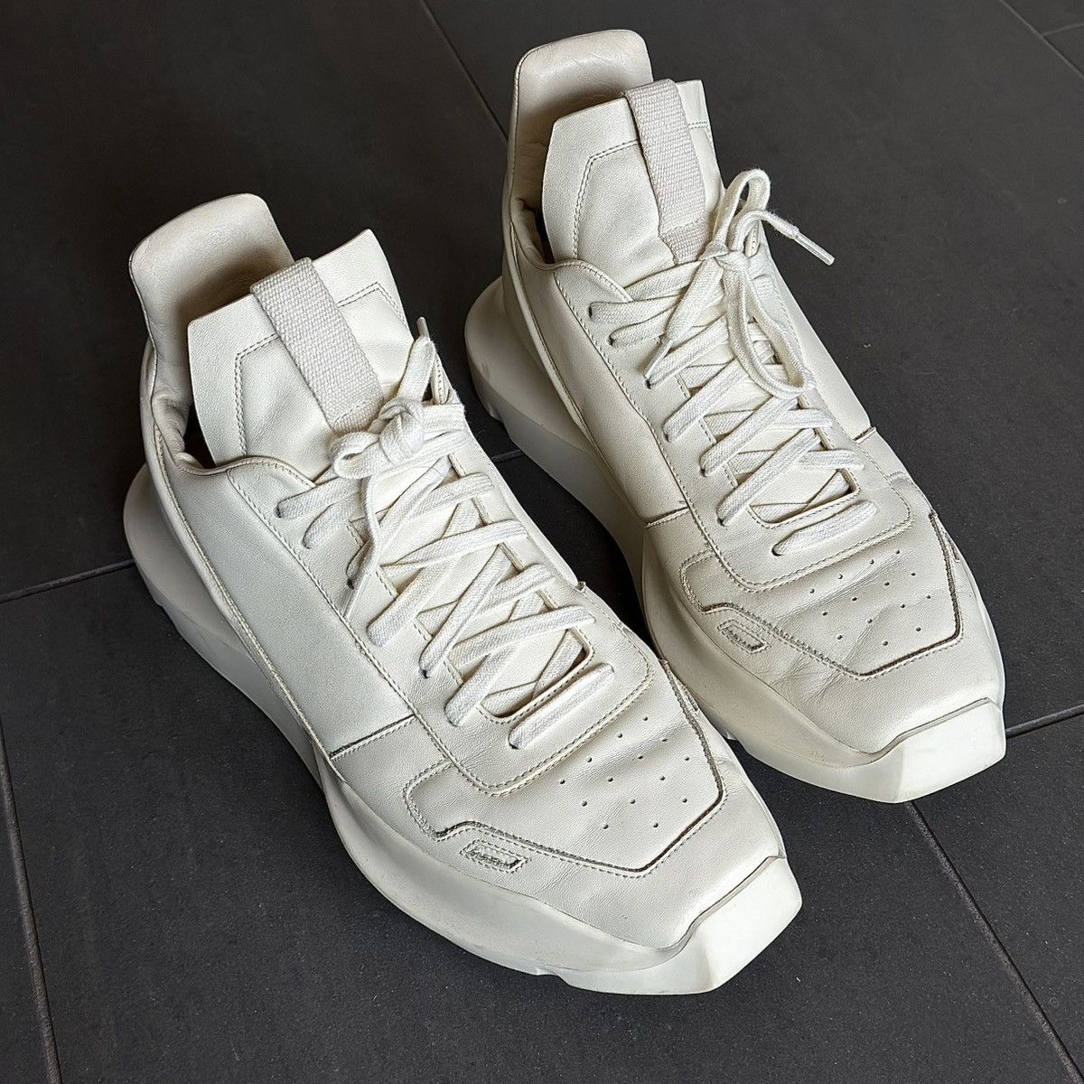 Rick Owens Rick Owens Mainline Milk 🥛 Geth Runners Leather Sneakers Size US 10 / EU 43 - 2 Thumbnail