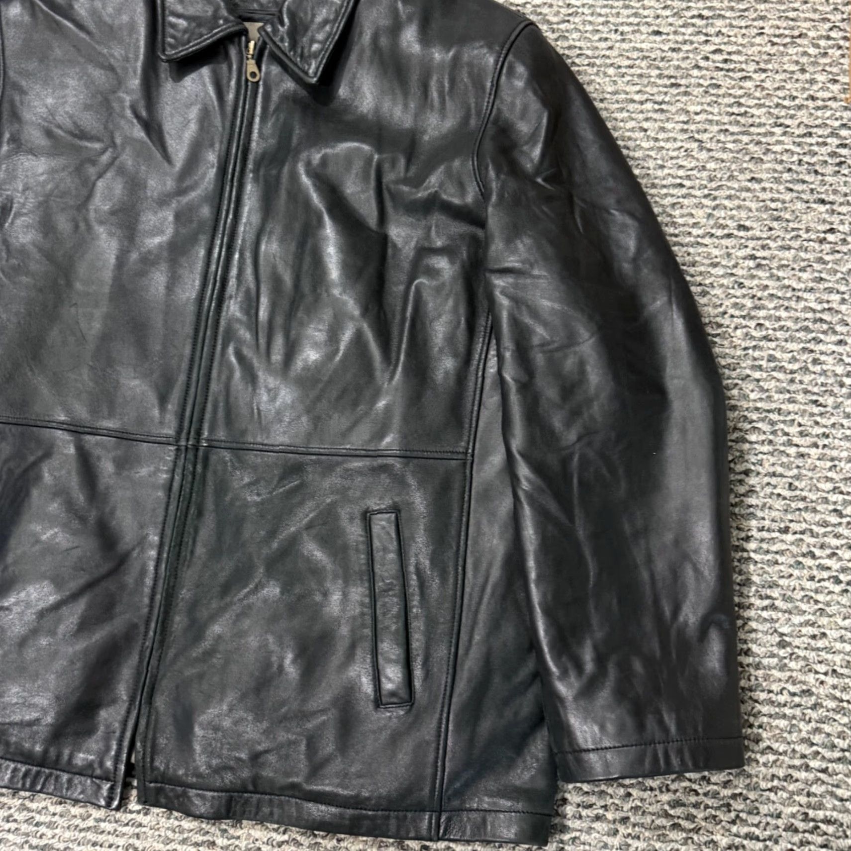 Vintage VINTAGE Reed Leather Jacket Mens 48L Black Motorcycle Lined Zip Soft Biker Sport Jacket Size US M / EU 48-50 / 2 - 4 Thumbnail
