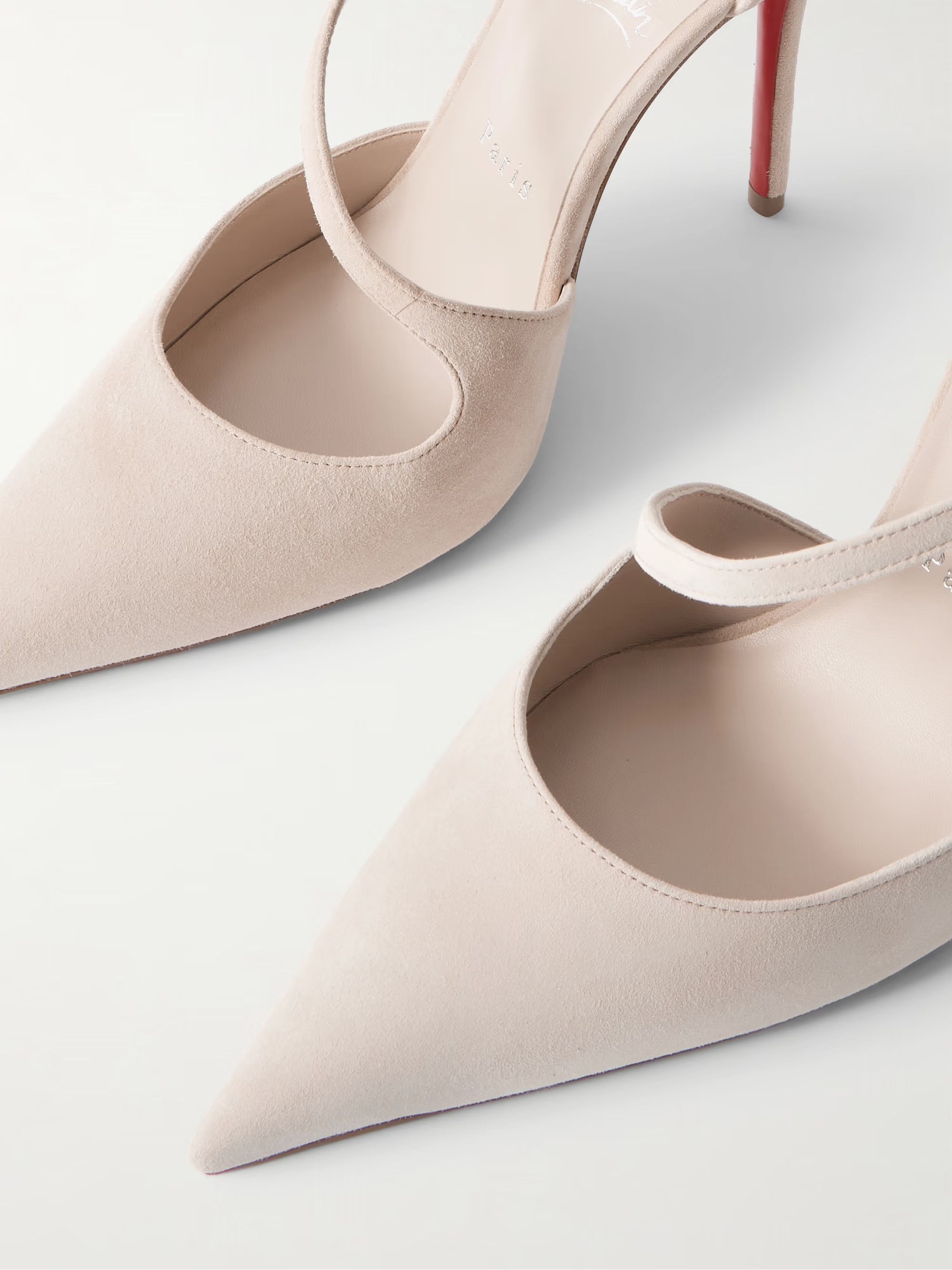 Christian Louboutin Miss Ziggyta 100 Pearl Beige Suede Strap Heel Pump 39.5 Size US 9.5 / IT 39.5 - 14 Thumbnail