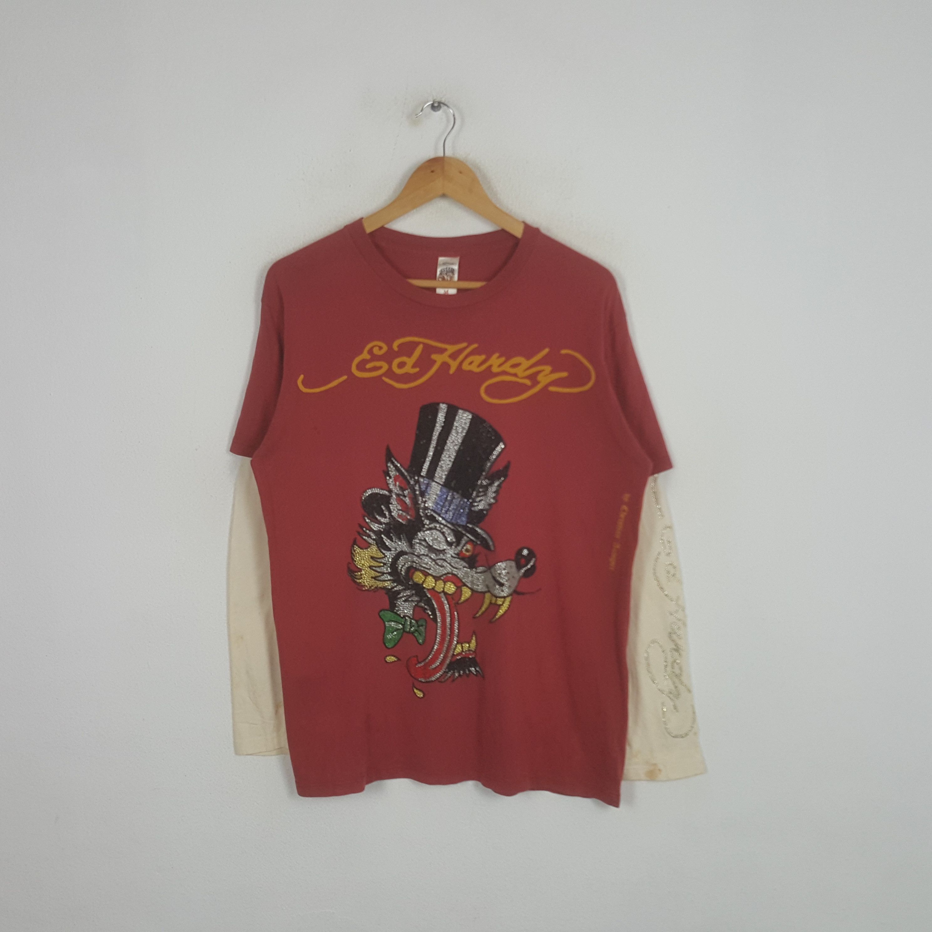 Christian Audigier × Ed Hardy × Vintage Vintage Ed Hardy by Christian Audiger Long Sleeve Tshirt Size US L / EU 52-54 / 3 - 1 Thumbnail