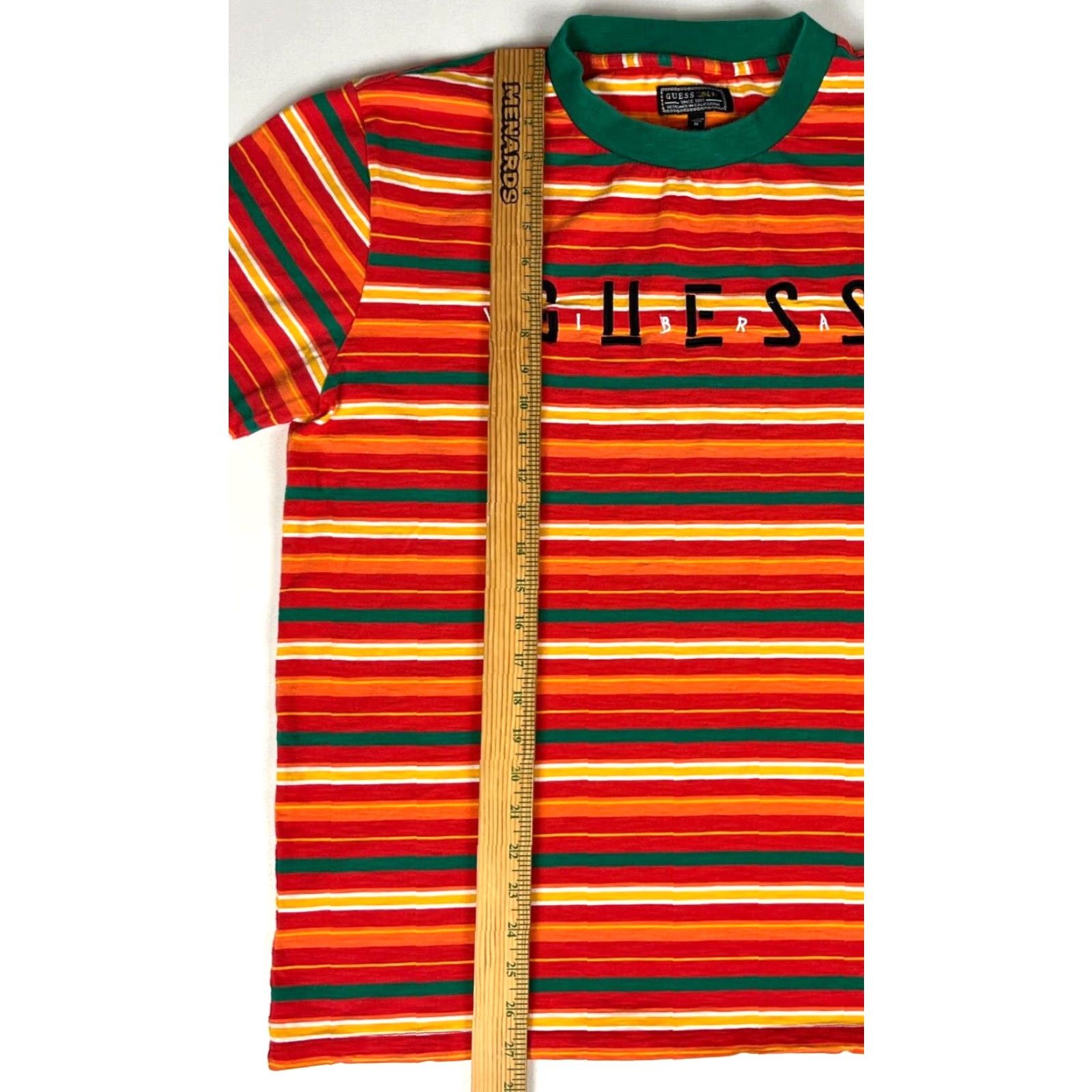 Guess GUESS Vibras T-Shirt Striped Embroidered Men’s M Short Sleeve Crew Neck Multicolor Cotton Size US M / EU 48-50 / 2 - 7 Thumbnail