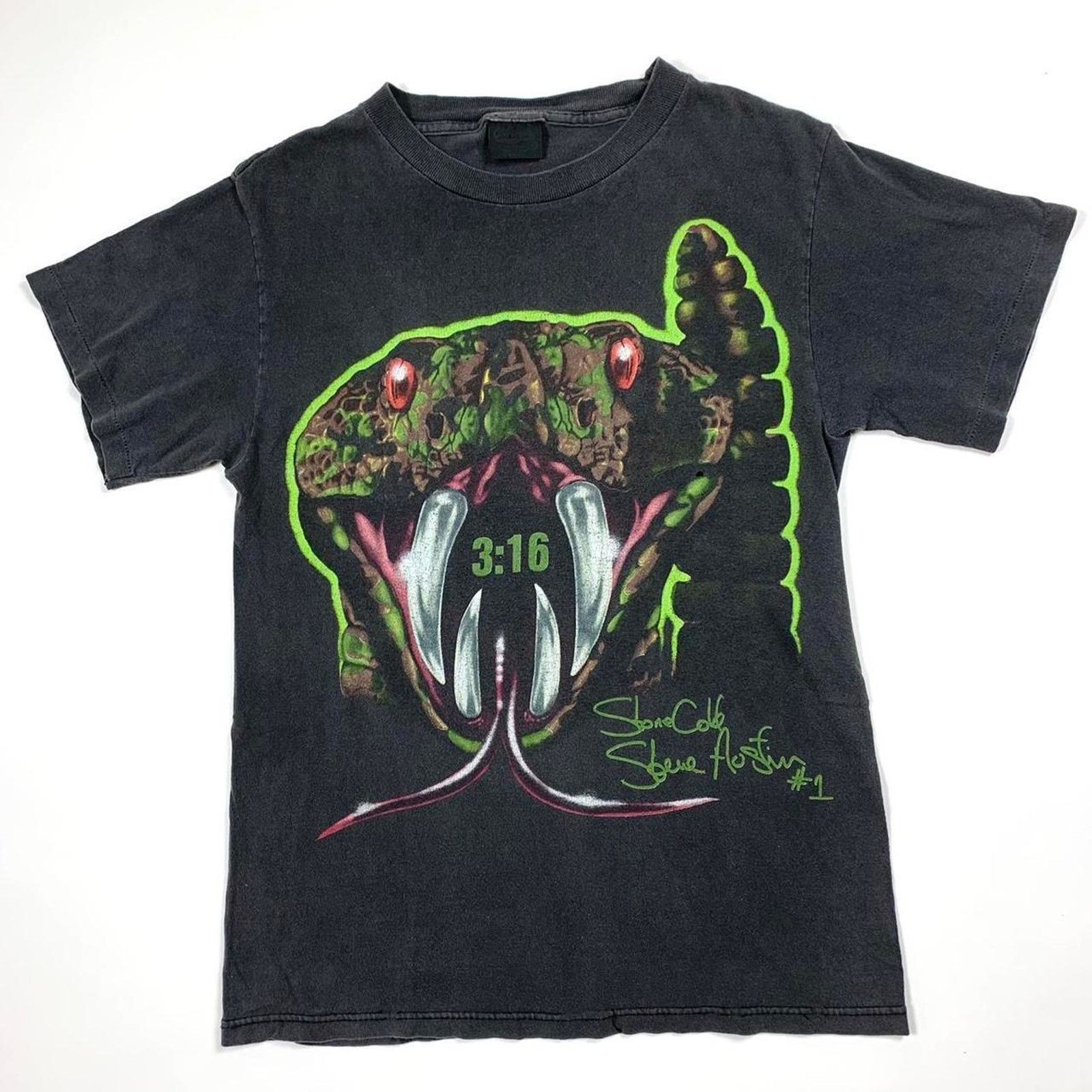 Vintage Vintage 1998 Stone Cold Stunner 3:16 Slime Snake T Shirt Size US S / EU 44-46 / 1 - 1 Thumbnail