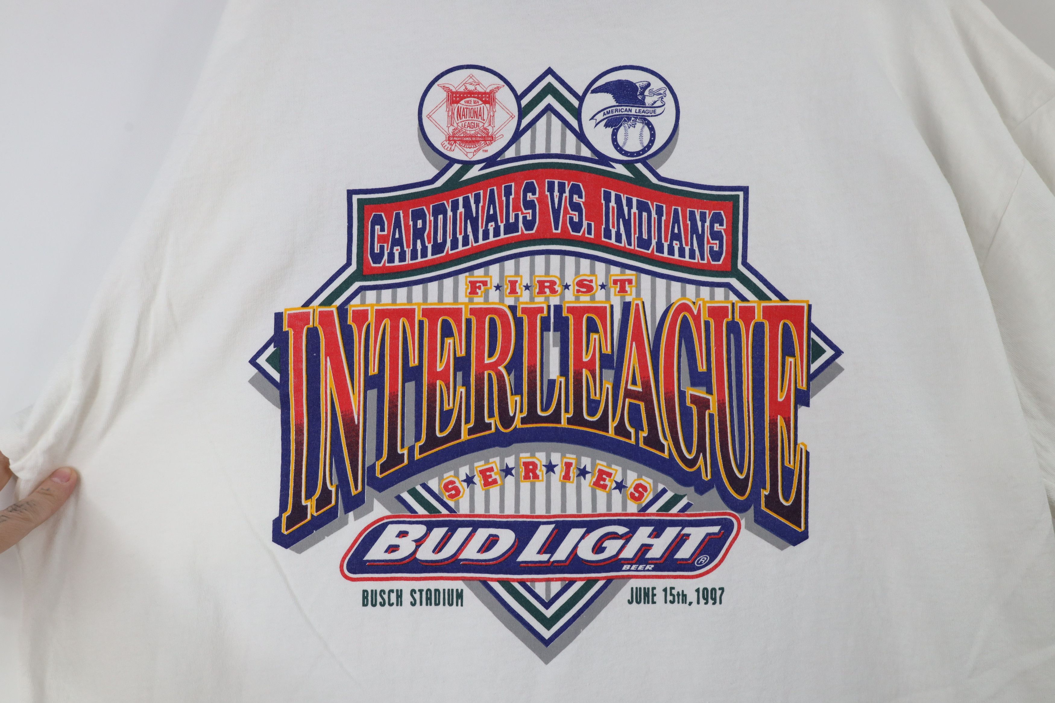 Vintage Vintage 90s Interleague Louis Cardinals vs Indians T-Shirt Size US XL / EU 56 / 4 - 10 Thumbnail