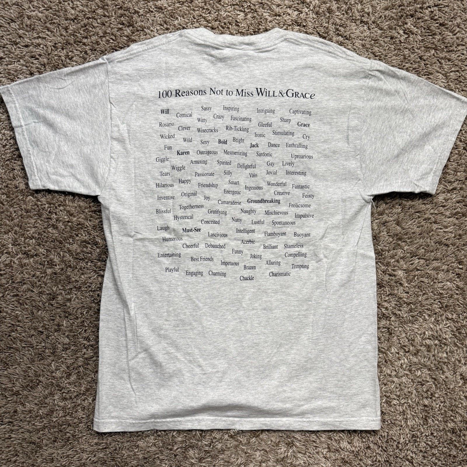 Vintage Vintage Will & Grace TV Show Promo Tee Heather Grey T-Shirt Size US L / EU 52-54 / 3 - 2 Thumbnail