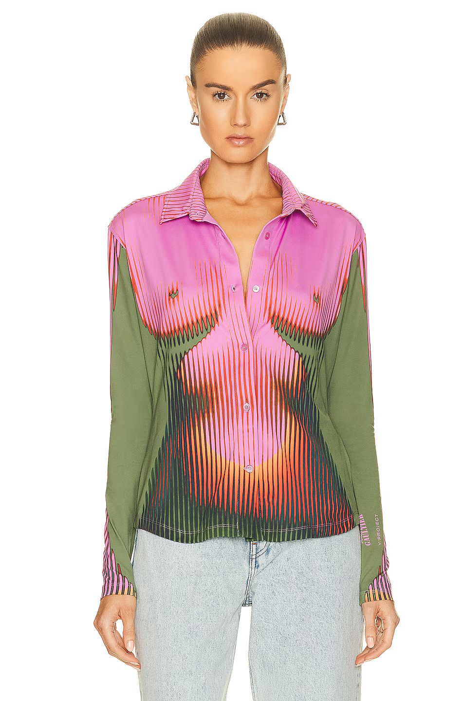 Jean Paul Gaultier × Y/Project Pink Khaki Body Morph Shirt Size M / US 6-8 / IT 42-44 - 1 Thumbnail