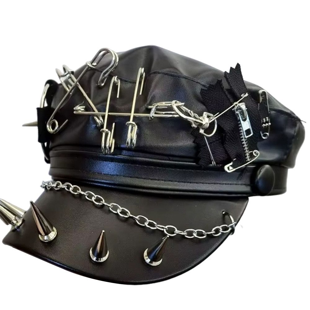 Japanese Brand Studded Leather Beret Cap Size ONE SIZE - 1 Thumbnail