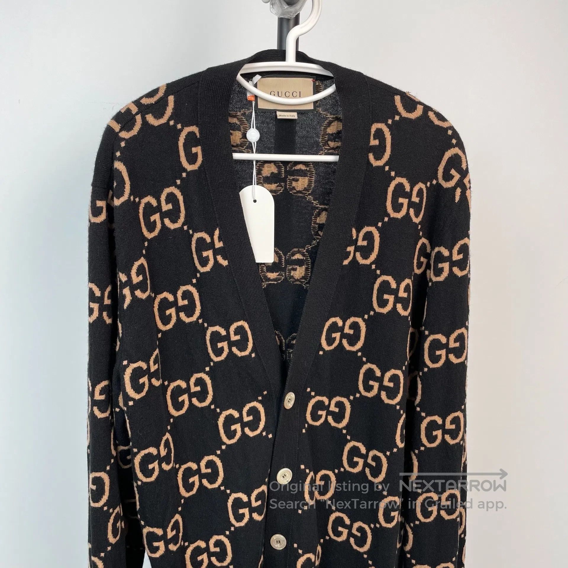Gucci Guicci Black and Gold Brown Full Print Knit Open Cardigan Size US XL / EU 56 / 4 - 4 Thumbnail