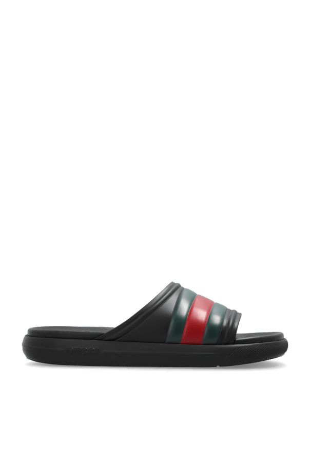 Gucci o1mt1gz0925 Men's Web Slide Sandals in Black Size US 6.5 / EU 39-40 - 1 Thumbnail