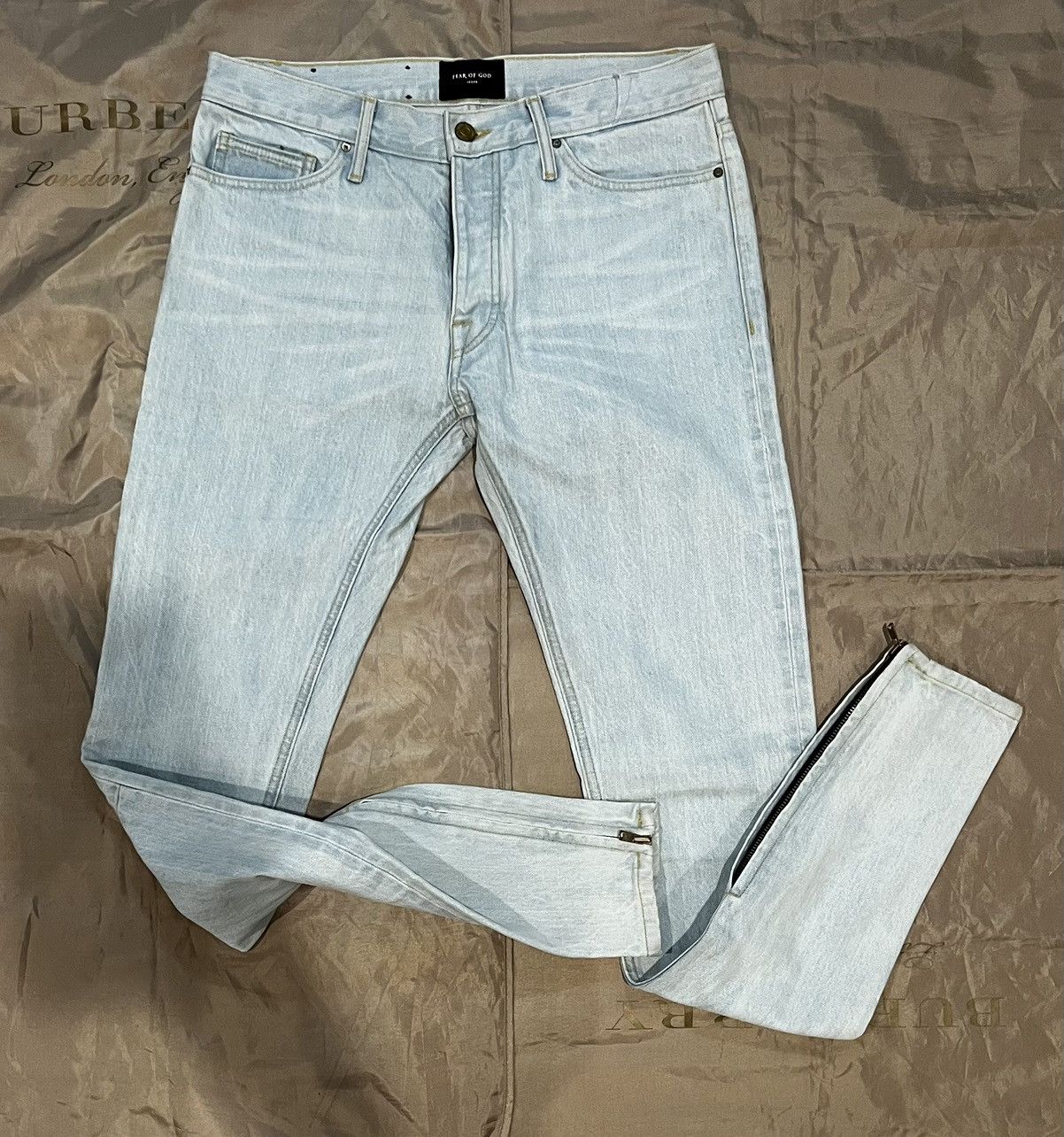Fear of God Fear of God Blue Distressed Zipped Hem Slim Fit size 32 Size US 32 / EU 48 - 1 Thumbnail