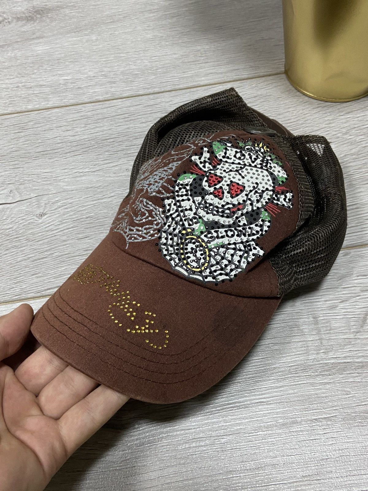 Ed Hardy Ed Hardy skull 💀 mesh trucker cap over print Size ONE SIZE - 2 Thumbnail