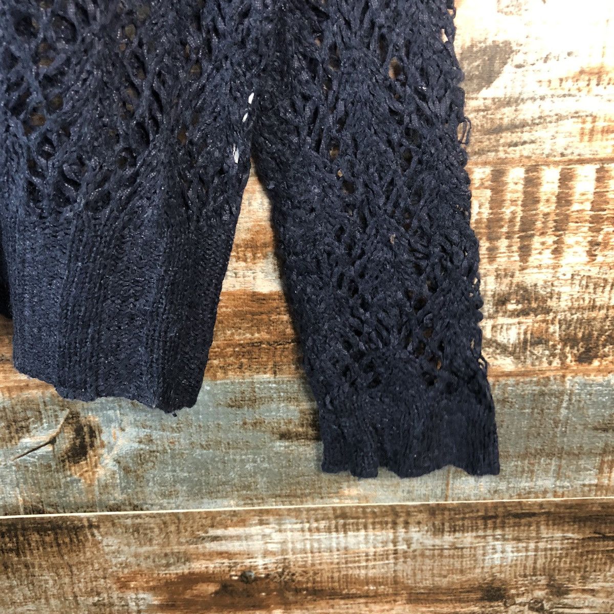 Homespun Knitwear × Japanese Brand × Vintage Grove Dark Blue crochet meshnet vintage Knitwear #A1331 Size S / US 4 / IT 40 - 8 Thumbnail