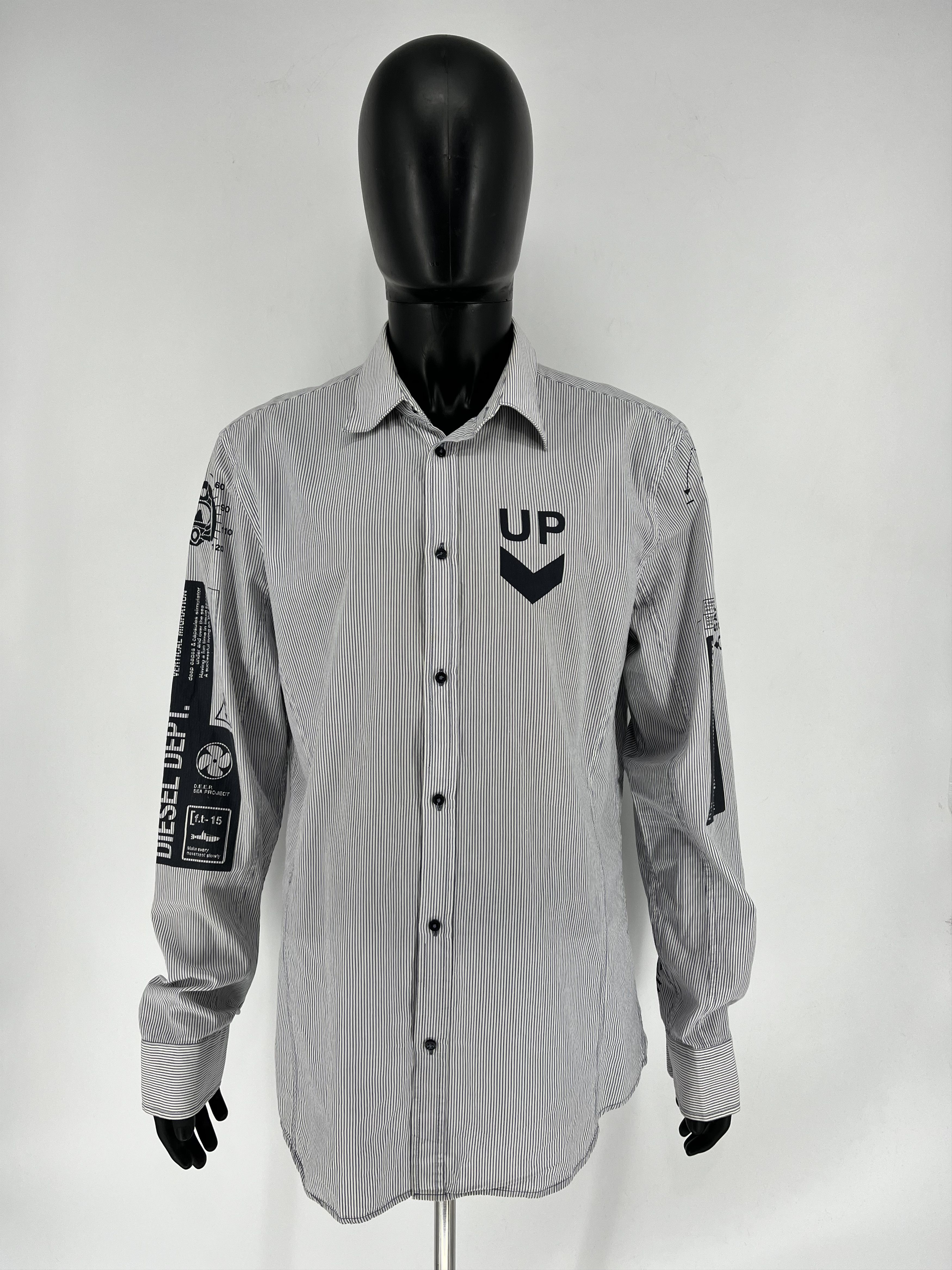 Diesel × Japanese Brand RARE Diesel DEPT. LIQUID SPACE Striped Button UpShirt SZ XXL Size US XXL / EU 58 / 5 - 2 Thumbnail