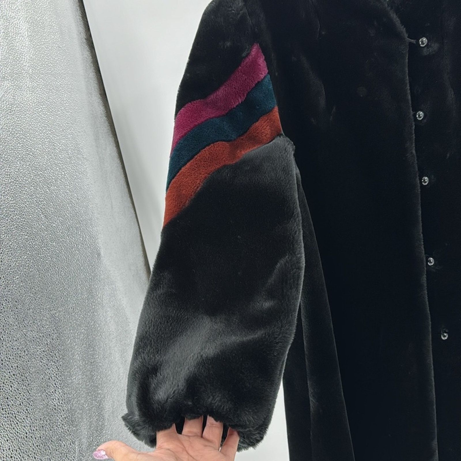 Vintage Vintage faux fur black long line coat 80s 70s heavy lined Size L / US 10 / IT 46 - 4 Thumbnail