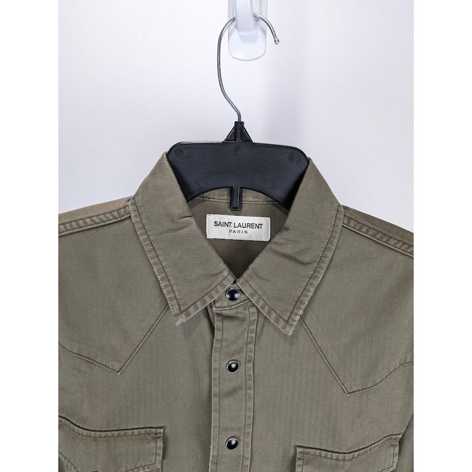 Saint Laurent Paris o1rshd1 Shirt in Green Size US M / EU 48-50 / 2 - 4 Thumbnail