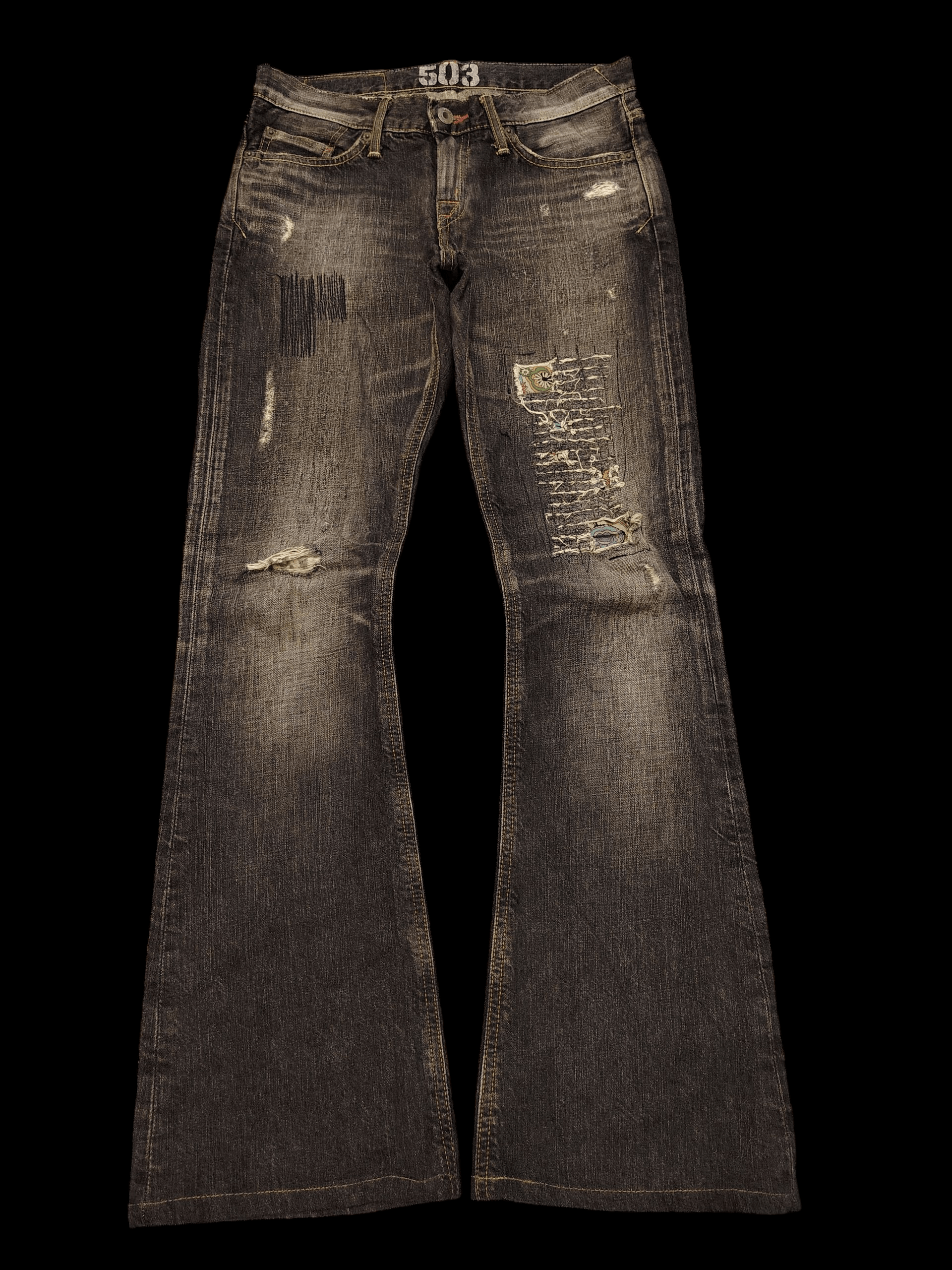 Edwin Japanese Edwin Ripped Flared Jeans I6W9 Style Size US 29 - 1 Thumbnail