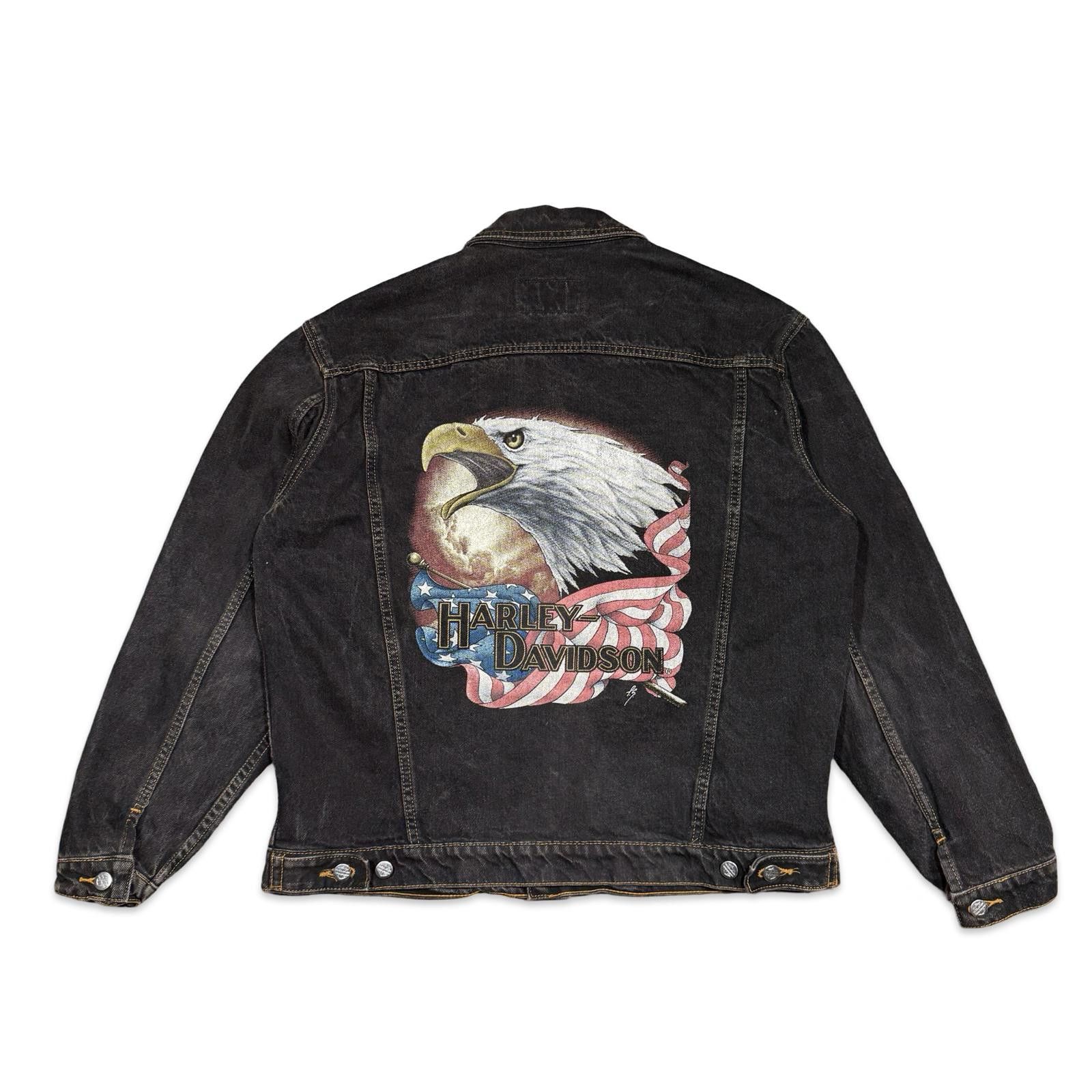 Harley Davidson Vintage Harley-Davidson Motorcycles Eagle Dark Denim Jacket Size US L / EU 52-54 / 3 - 1 Thumbnail
