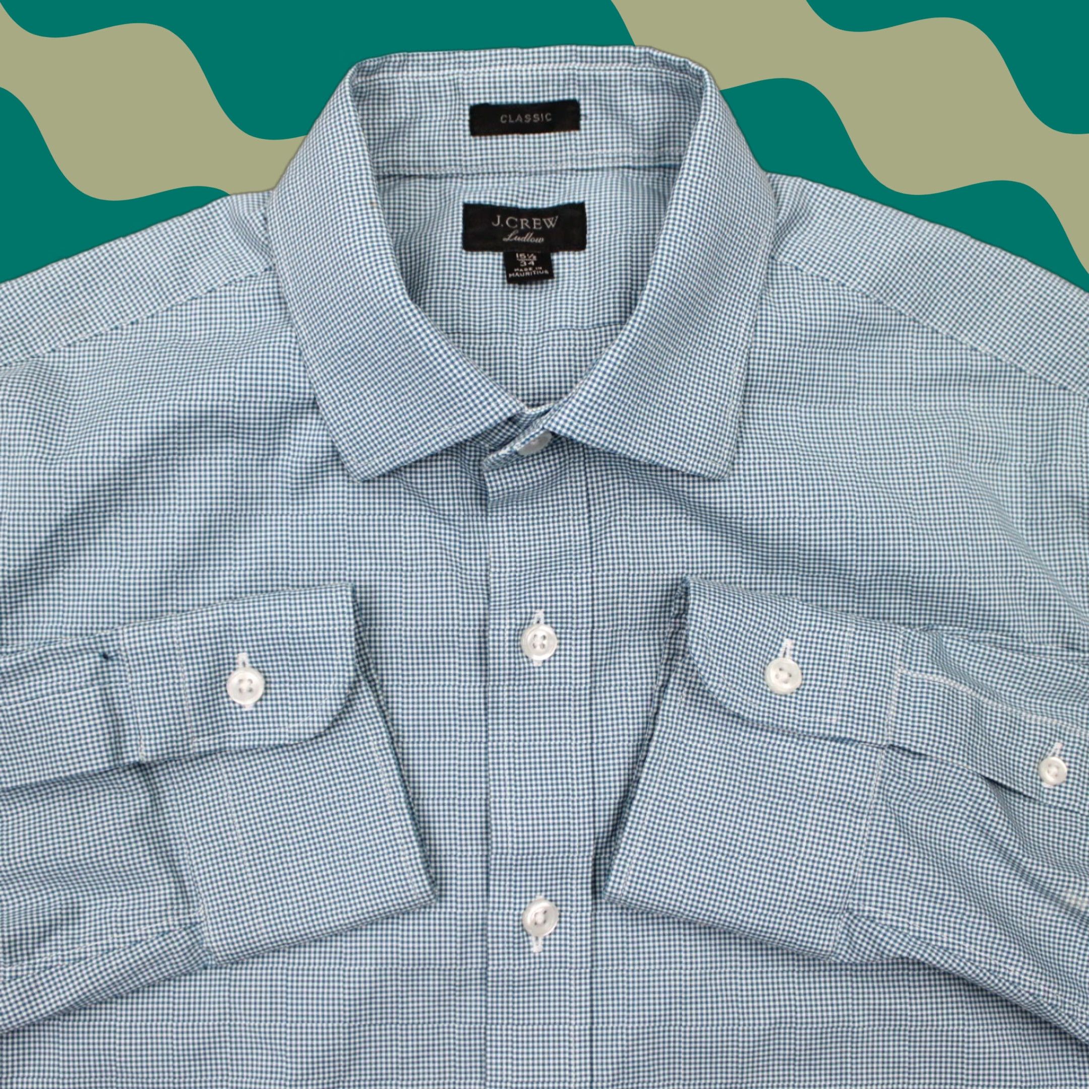 J.Crew J.CREW Ludlow Shirt Mens 15 1/2, 34 Blue/White Classic Fit Cotton Stretch L/S Shirt Size US L / EU 52-54 / 3 - 1 Thumbnail