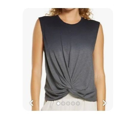 Other Zella Women’s Twist Front Dip Dye Performance Tank, Black/Gr Size S / US 4 / IT 40 - 1 Thumbnail