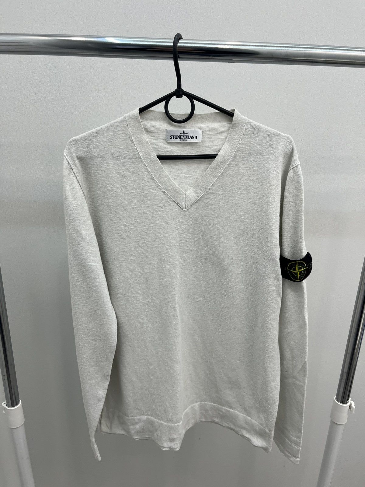 Stone Island Stone Island V-neck Linen Knit Long Sleeve Sweater Size US L / EU 52-54 / 3 - 1 Thumbnail