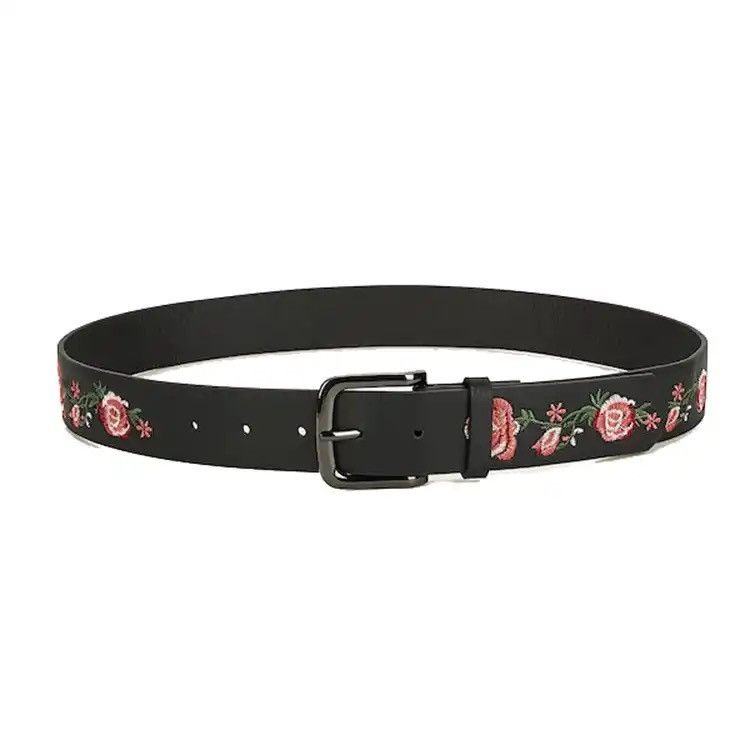 Leather Flora Rose Embroider Belt Size ONE SIZE - 3 Thumbnail