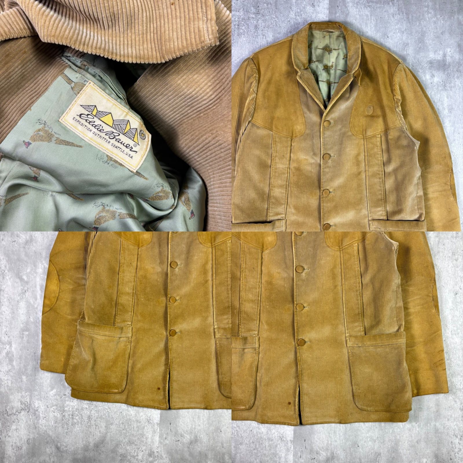 Eddie Bauer VINTAGE Eddie Bauer Corduroy Shooting Jacket Tan Suede Patch Hunting Coat Large Jacket Men Regular L Beige Corduroy Suede Hunting Military Coat Size US L / EU 52-54 / 3 - 8 Thumbnail