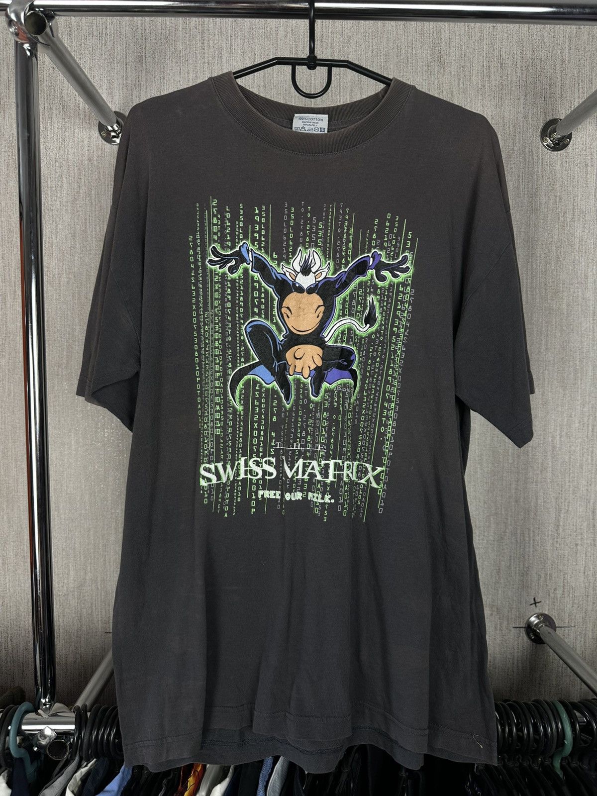 Vintage Vintage 90s Humor The Swiss Matrix FREE YOUR MILK Tee Size US L / EU 52-54 / 3 - 2 Thumbnail