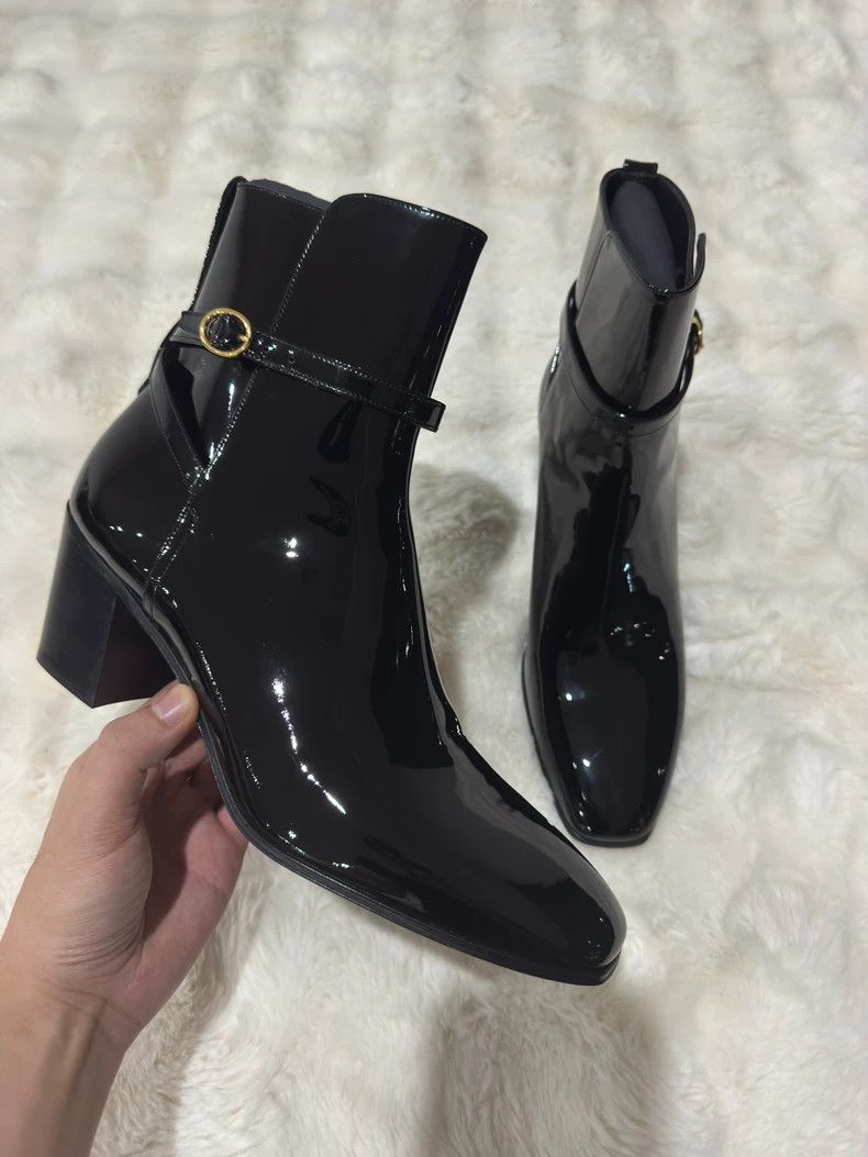 Saint Laurent Paris Saint laurent paris Black and gold buckle boots 2506-Nextar Size US 8 / EU 41 - 2 Thumbnail