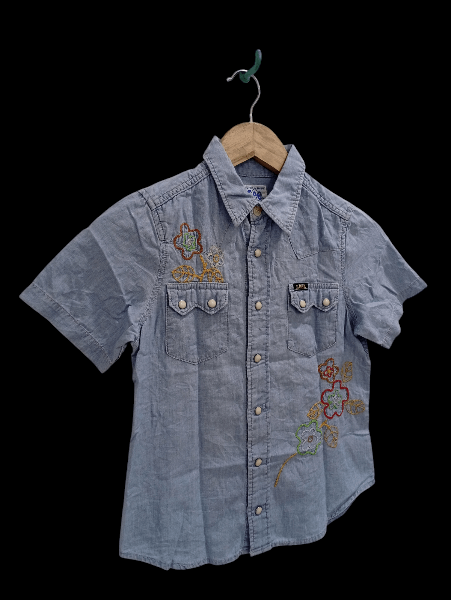 Lee × Vintage 🔥🔥Lee Riders Kids Boys Embroidery Denim Shirt Size US XXS / EU 40 - 2 Thumbnail