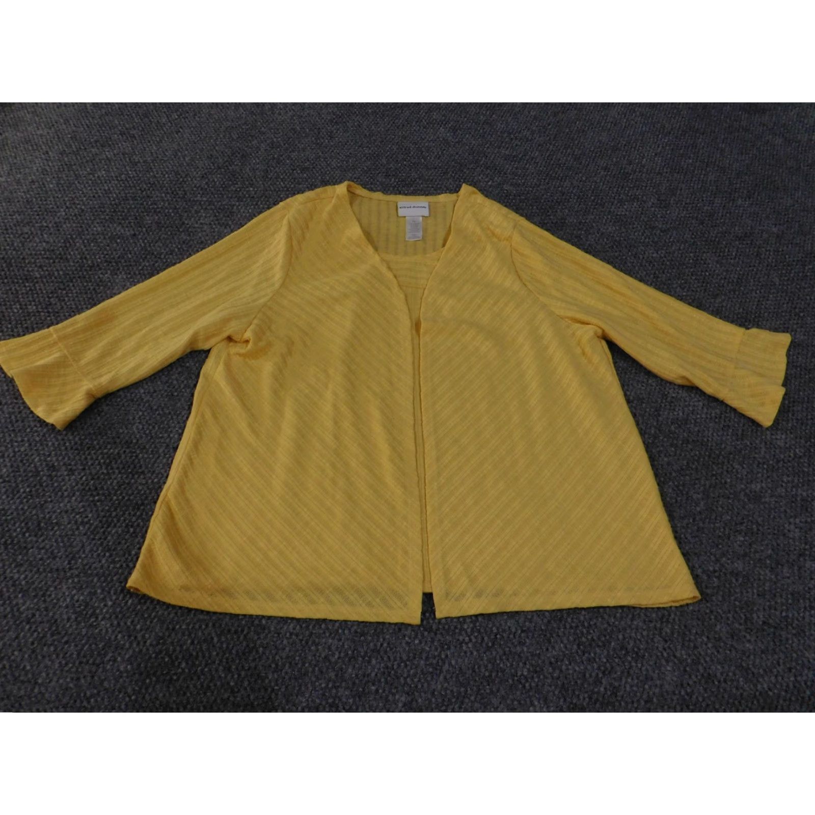 Vintage Alfred Dunner Cardigan Womens XL Yellow Sheer Open Front 3/4 Sleeve Layering Top Size XL / US 12-14 / IT 48-50 - 2 Thumbnail