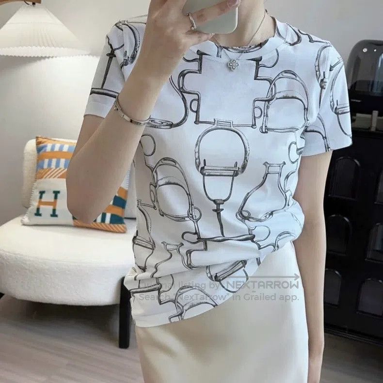 Hermes Hermes White women's T-shirt Size XS / US 0-2 / IT 36-38 - 7 Thumbnail