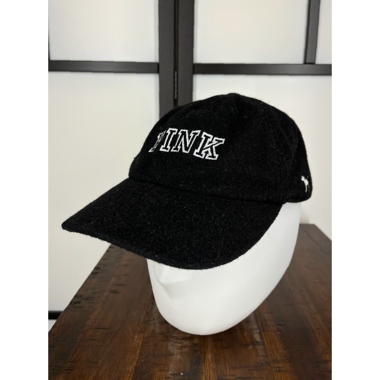 Victoria's Secret Victoria's Secret Hat Cap Strap Back Adult One Size Black PINK Wool Blend Size ONE SIZE - 4 Thumbnail