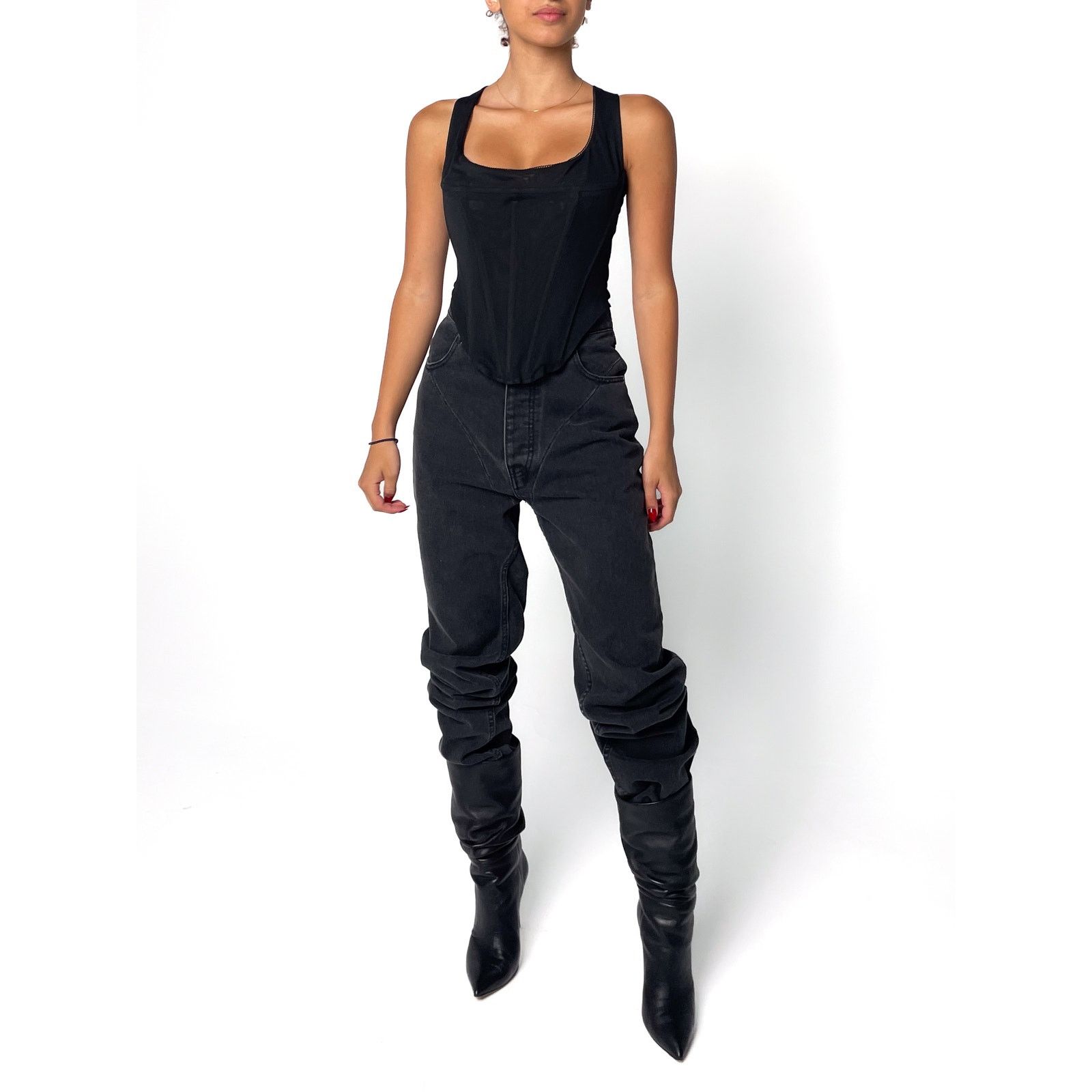 Miaou Black Mesh Sleeveless Corset Top Size M / US 6-8 / IT 42-44 - 3 Thumbnail