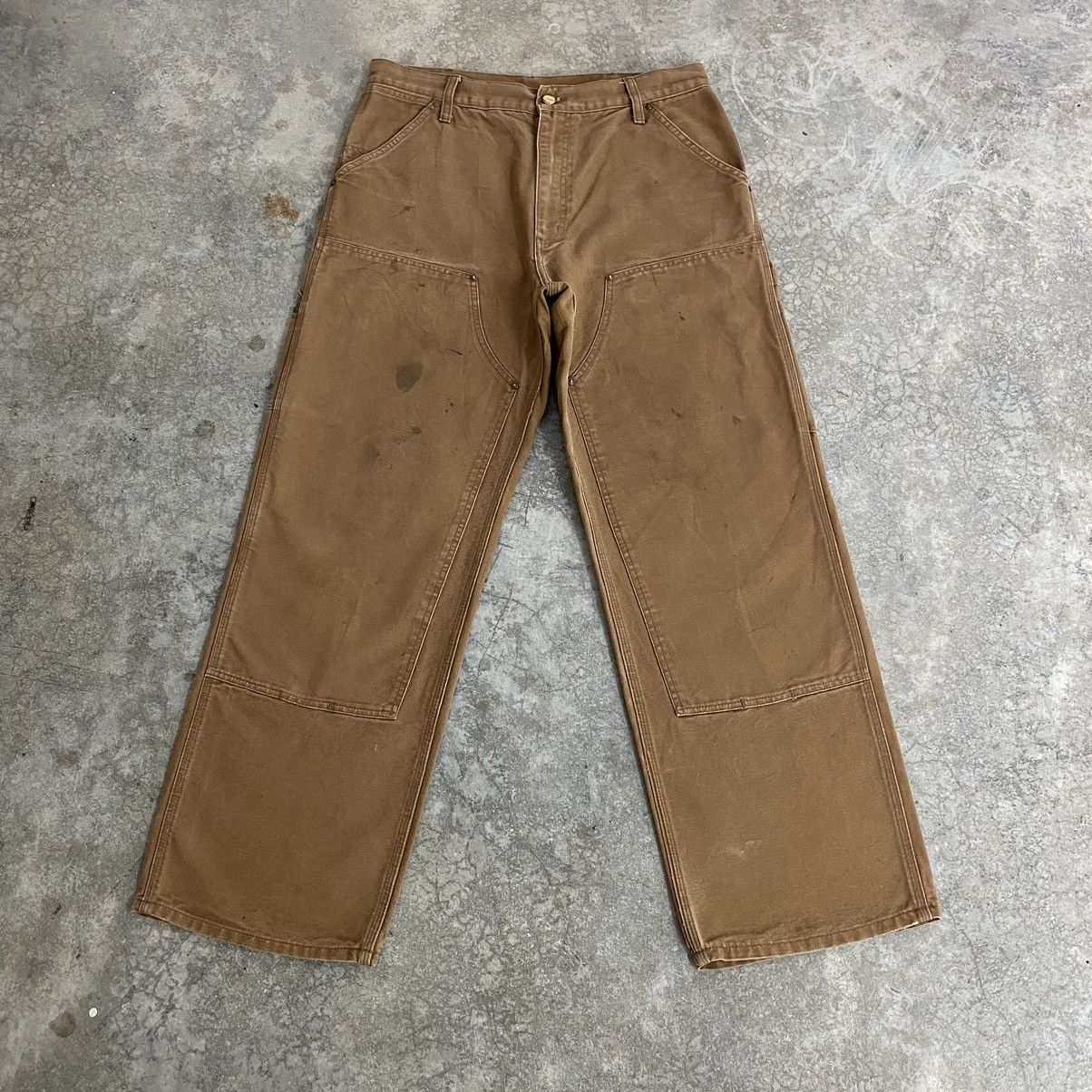 Carhartt Vintage Carhartt Double Knee Tan Dirty Carpenter Pants Size US 33 - 1 Thumbnail