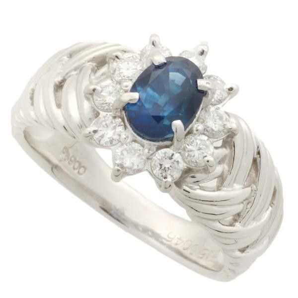 image of Other Platinum Sapphire Ring in Silver, Women's