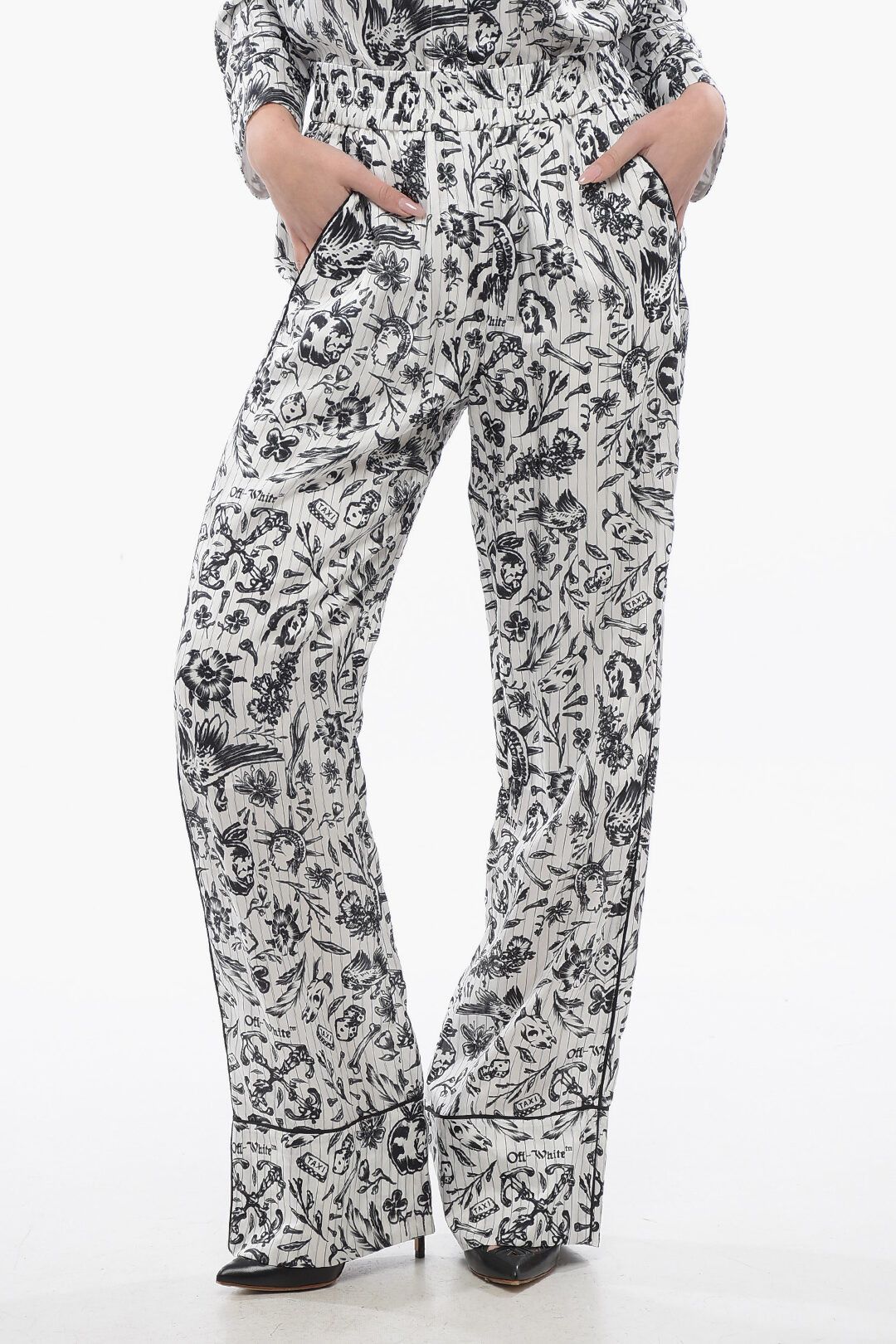 og1mm1125 Pajama Palazzo Pant in Black & White