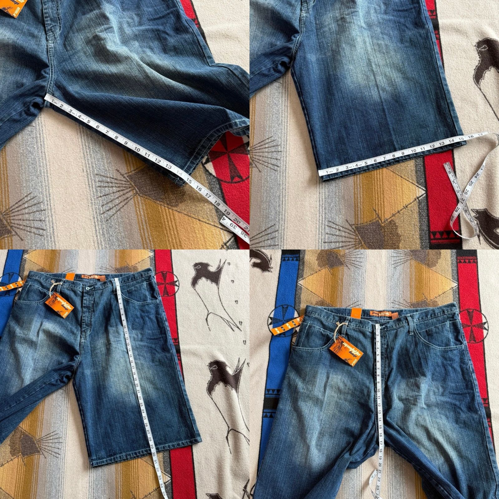 Denime VINTAGE DNM Attitude Baggy Wide Leg Denim Jean Shorts Men 46 15” Inseam Blue WideLeg Grunge Y2K HipHop Casual Travel Summer Spring Fall Size US 30 / EU 46 - 8 Thumbnail
