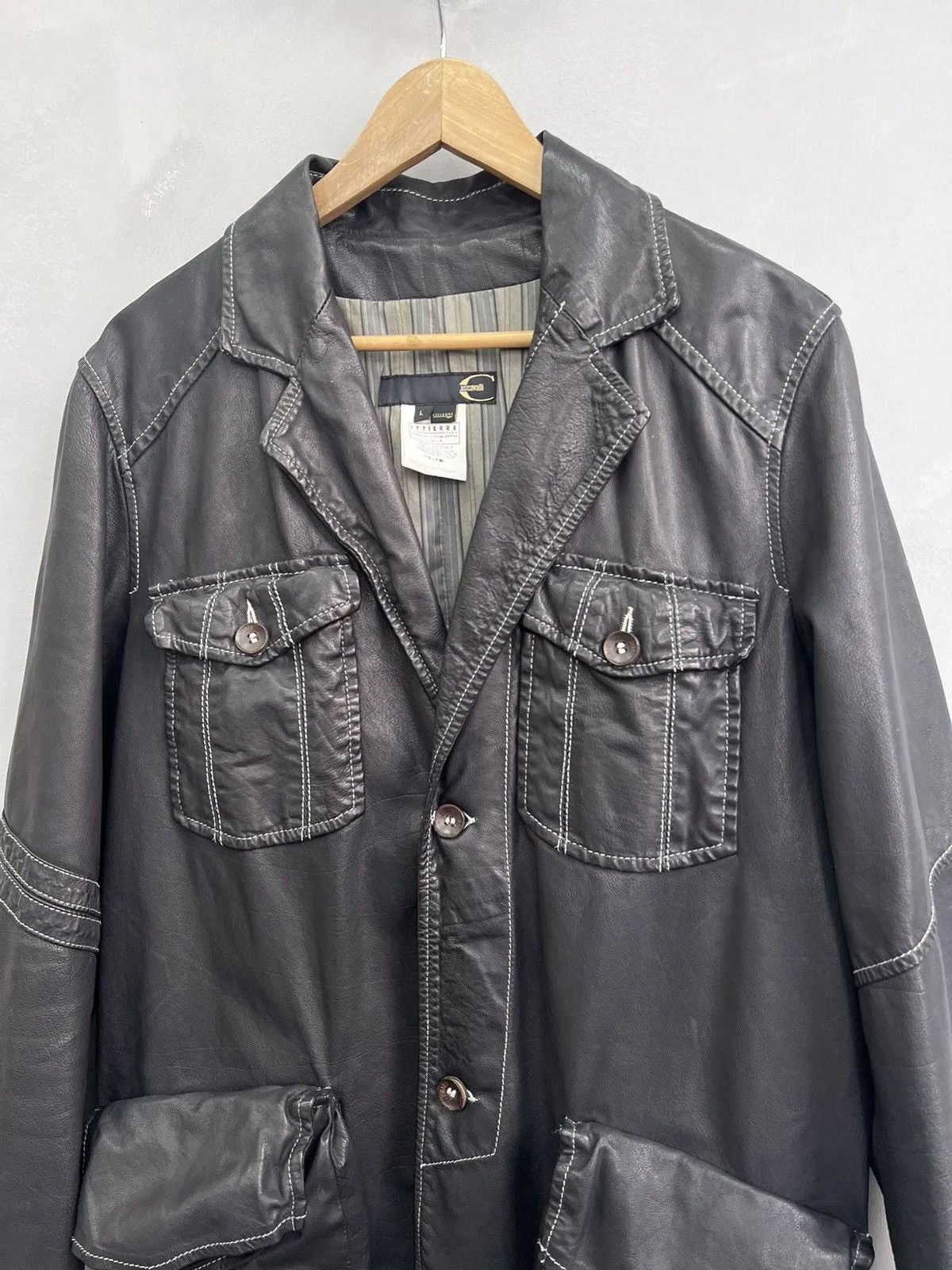 Roberto Cavalli Stitching Roberto Cavalli leather avant garde jacket blazer Size US L / EU 52-54 / 3 - 8 Thumbnail