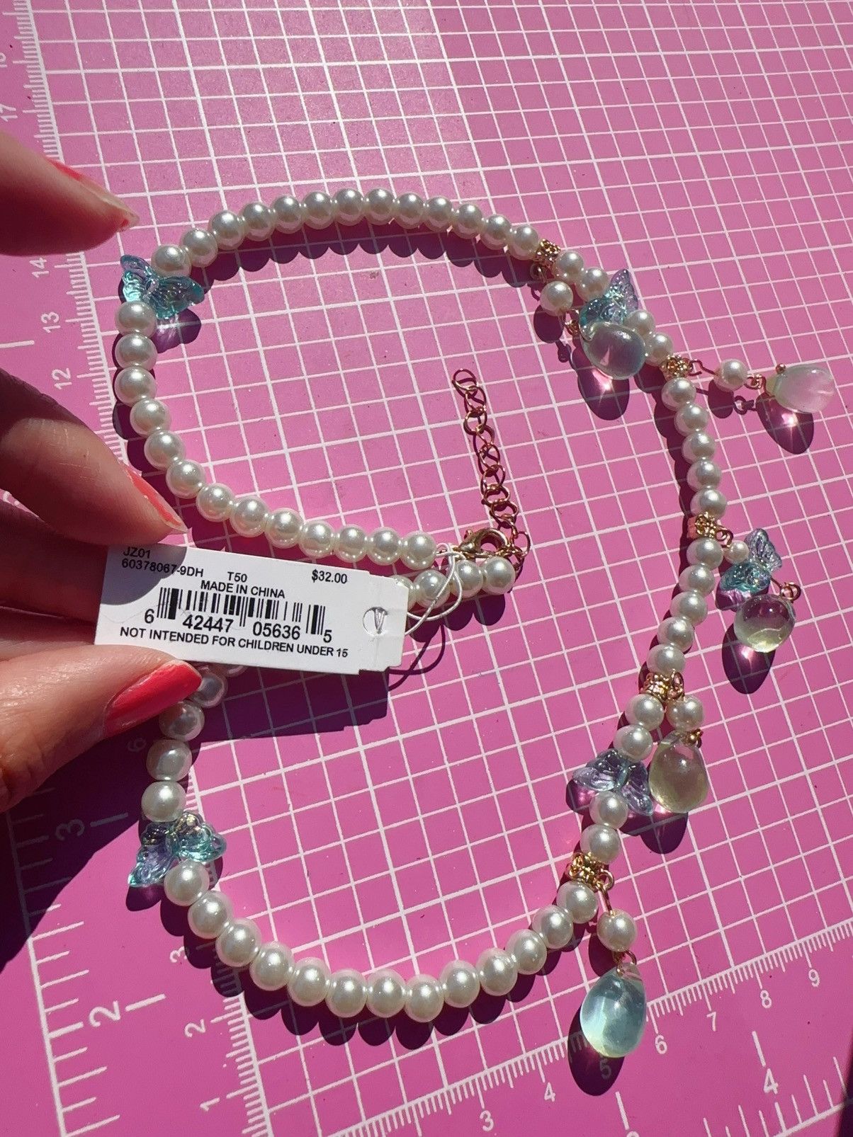 Anne Klein Anne Klein white pearl necklace light blue crystal resin Size ONE SIZE - 2 Thumbnail