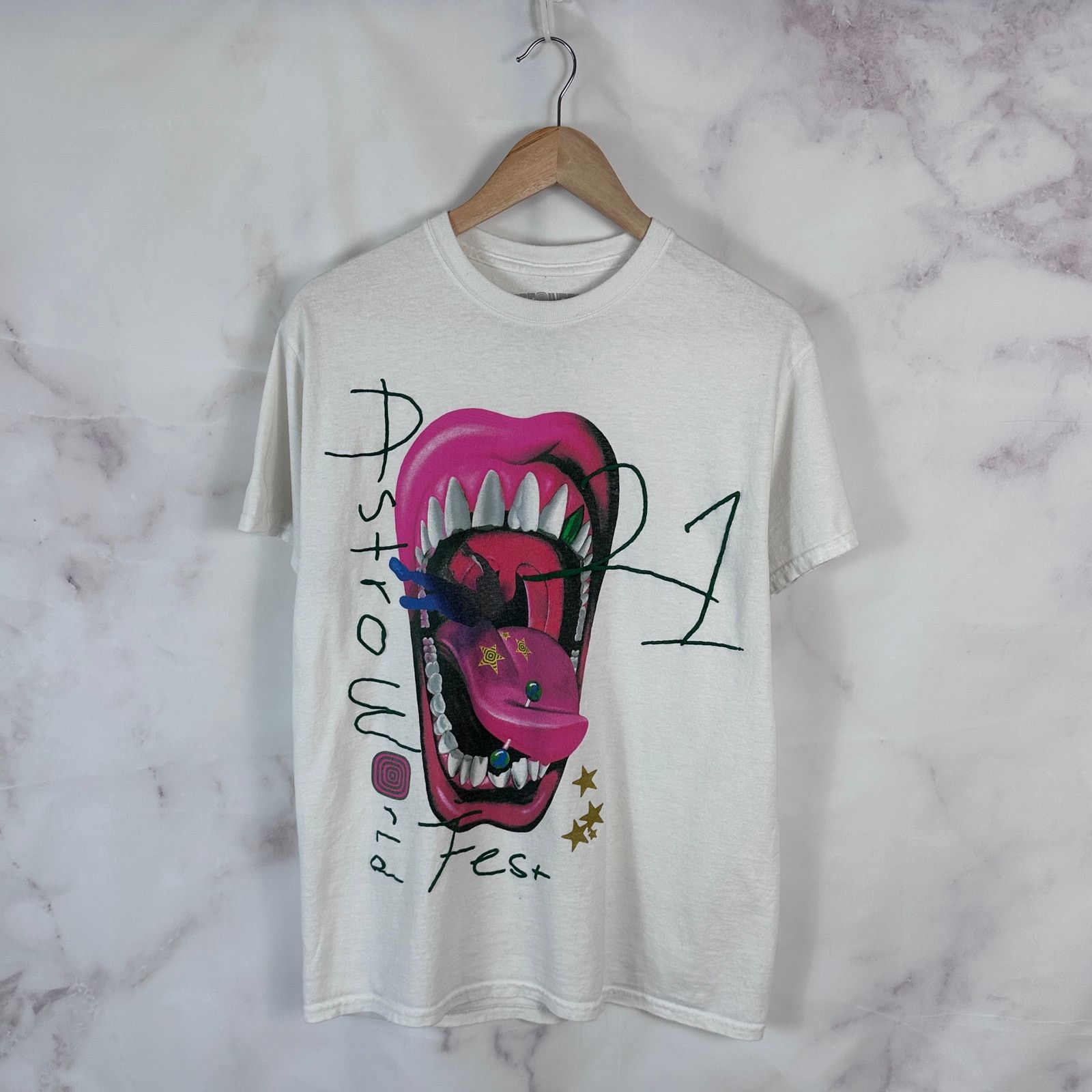 Travis Scott Astroworld Fest 2021 White Graphic Tee Size US S / EU 44-46 / 1 - 1 Thumbnail