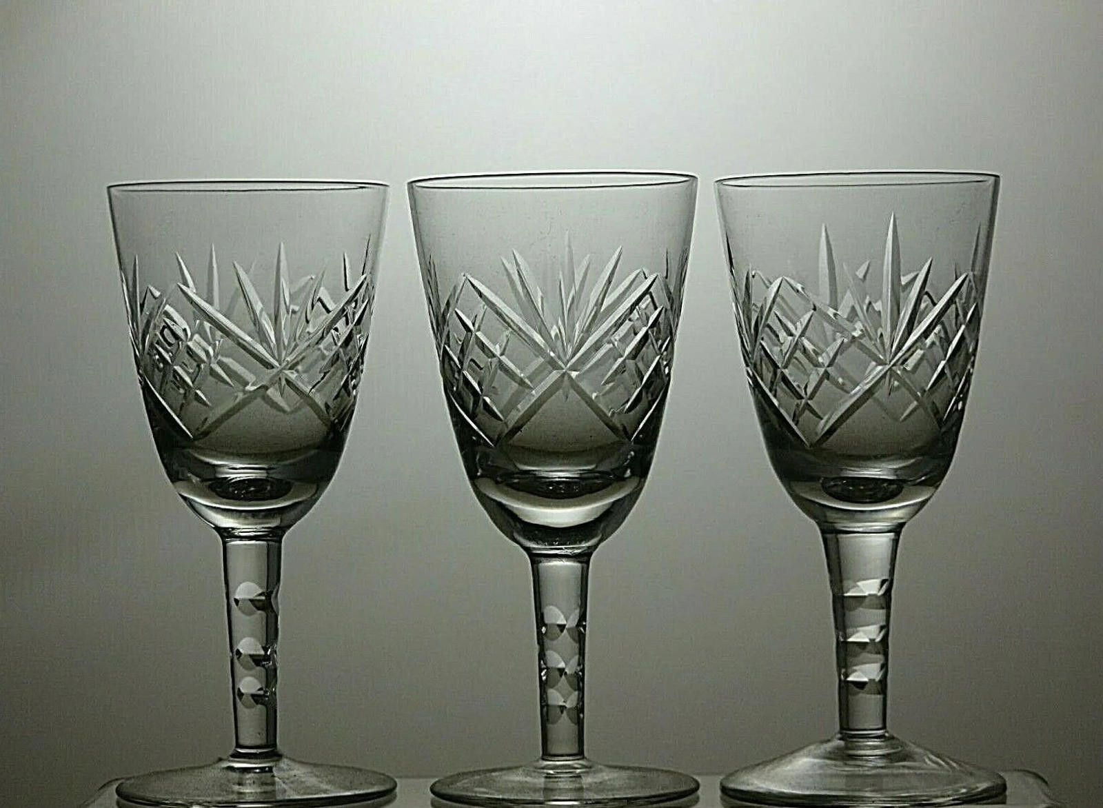 The Unbranded Brand Lead Crystal Cut Glass Set Of 3 Wine Glasses 5 1/4" Size ONE SIZE - 1 Thumbnail