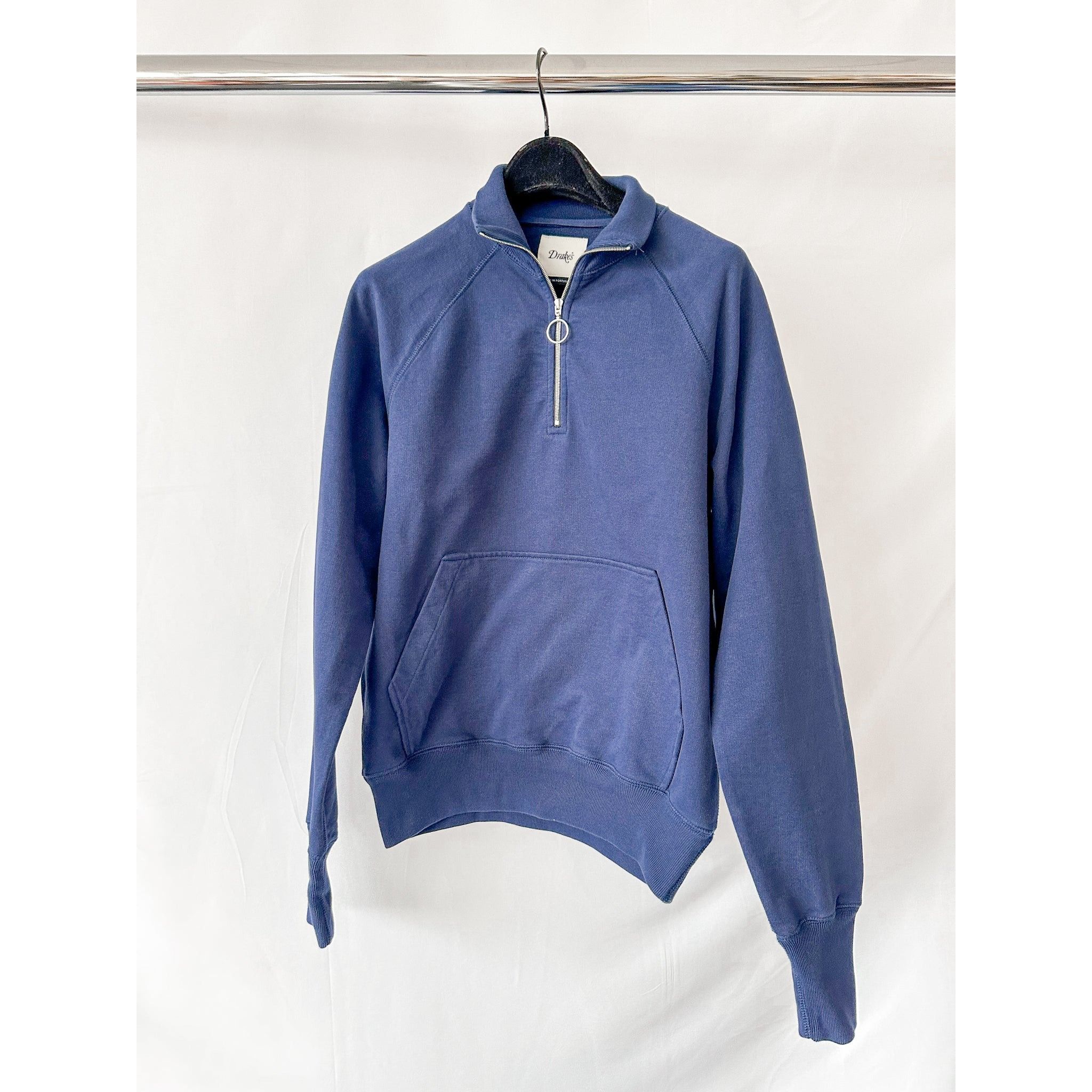 Drake's Drake's Navy Zip-Up Neck D Flag Embroidered Cotton Sweatshir Size US XS / EU 42 / 0 - 1 Thumbnail