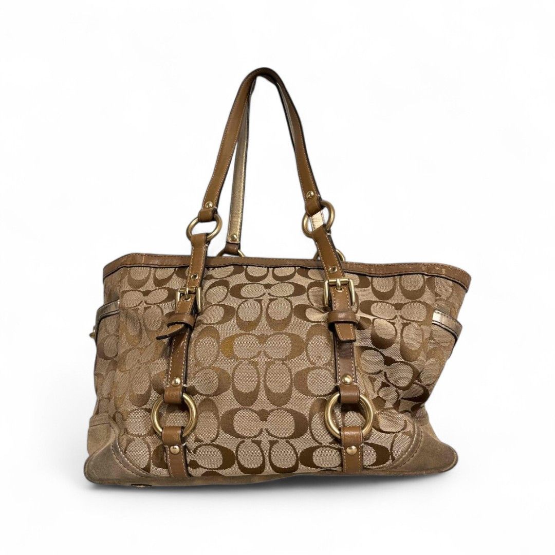 Coach Coach - Handbag Tote Leather Monogram Canvas Brown Size ONE SIZE - 6 Thumbnail