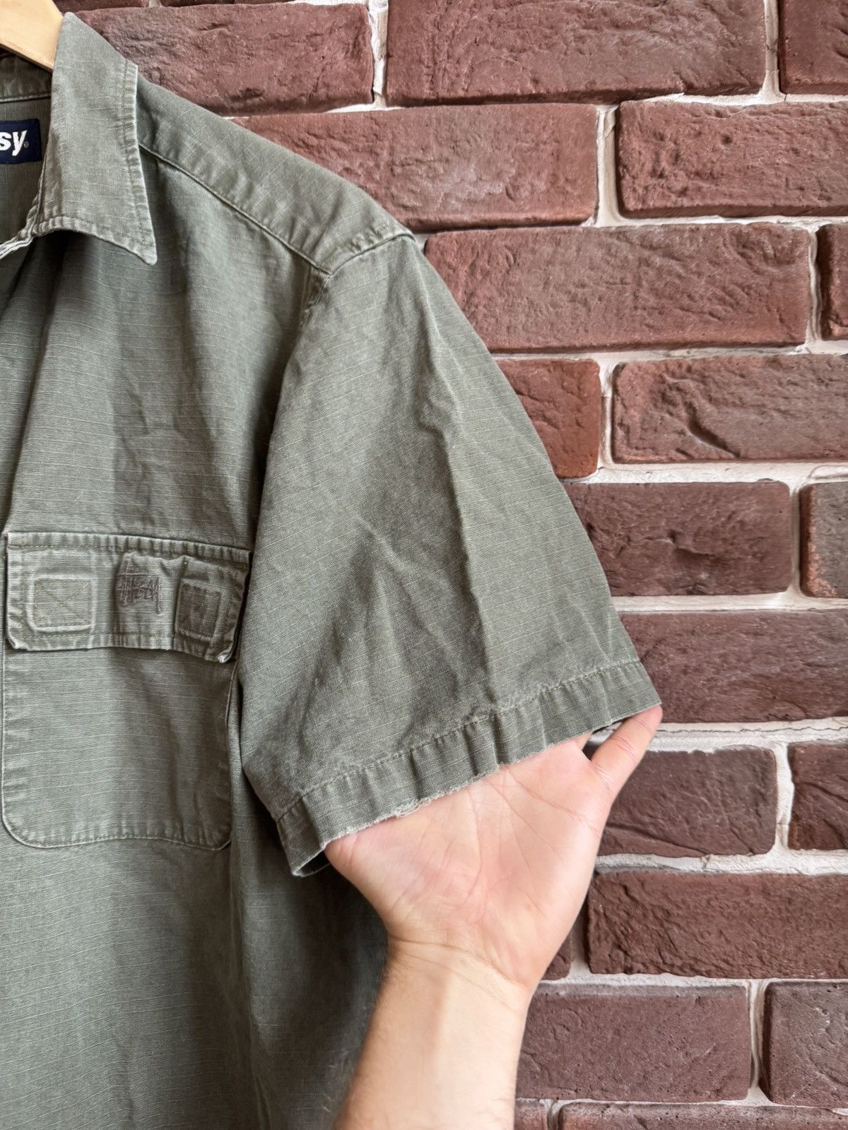 Stussy Vintage 90s Rare Stussy Olive Cargo Button Up Shirt Made USA Size US XL / EU 56 / 4 - 8 Thumbnail