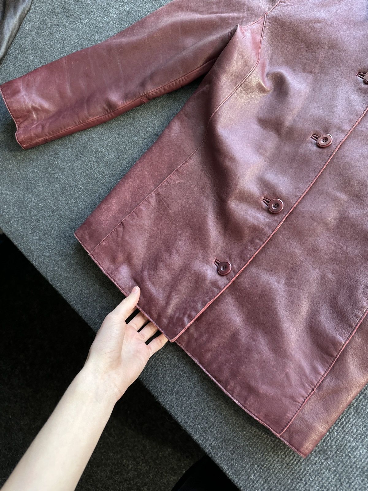 Other 🚨VNTG LEATHER JACKET COAT AVANT GARDE WESTERN DARK RED Size US M / EU 48-50 / 2 - 5 Thumbnail
