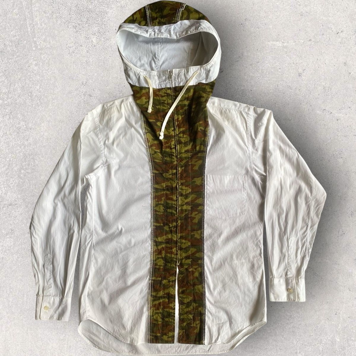 Comme des Garcons SHIRT Camo Zip Up White Hoodie Shirt Size US XS / EU 42 / 0 - 1 Thumbnail