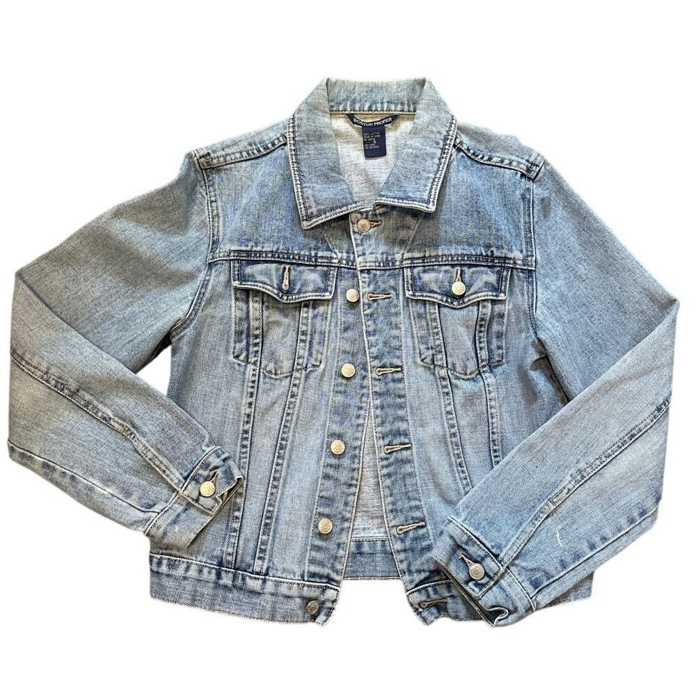 Boston Proper BOSTON PROPER Button Up Medium Wash Denim Jean Jacket Sze 6 Size M / US 6-8 / IT 42-44 - 1 Thumbnail